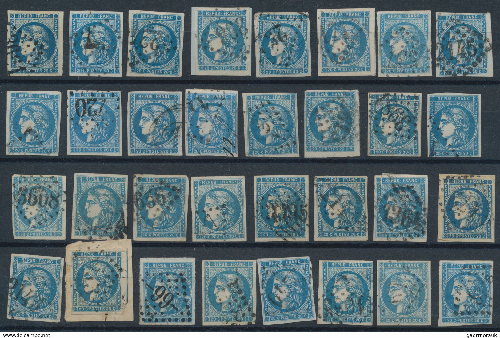 France: 1870/1871, BORDEAUX 20c. blue, specialised assortment/collection of appr