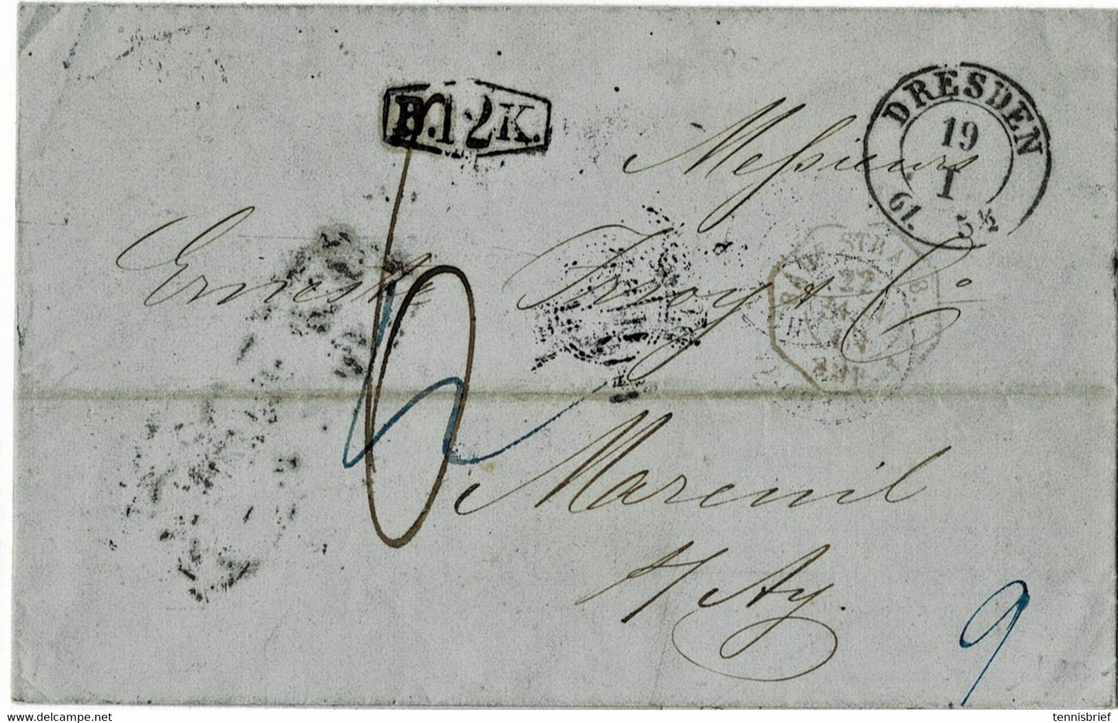 1861, Klar " B.12 K. " Aus Dresden  , # A6765 - Cartas & Documentos