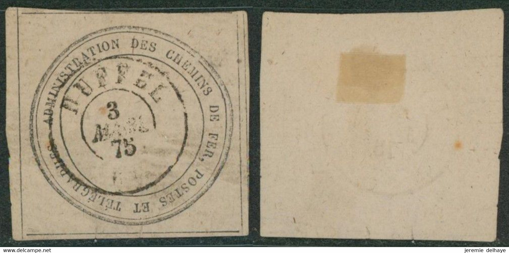 Morceau D'étiquette "Adm. Des Chemins De Fer, Postes & Télégraphes" Obl Double Cercle Duffel (1875) - Landelijks Post