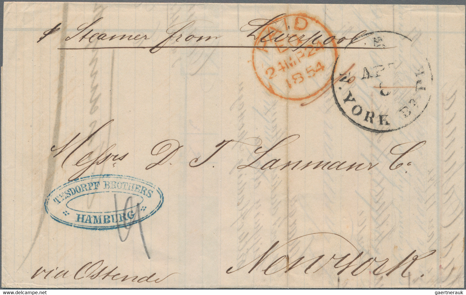 Transatlantikmail: 1840-1874: Collection Of 13 Stampless Transatlantic Letters/c - Sonstige - Europa