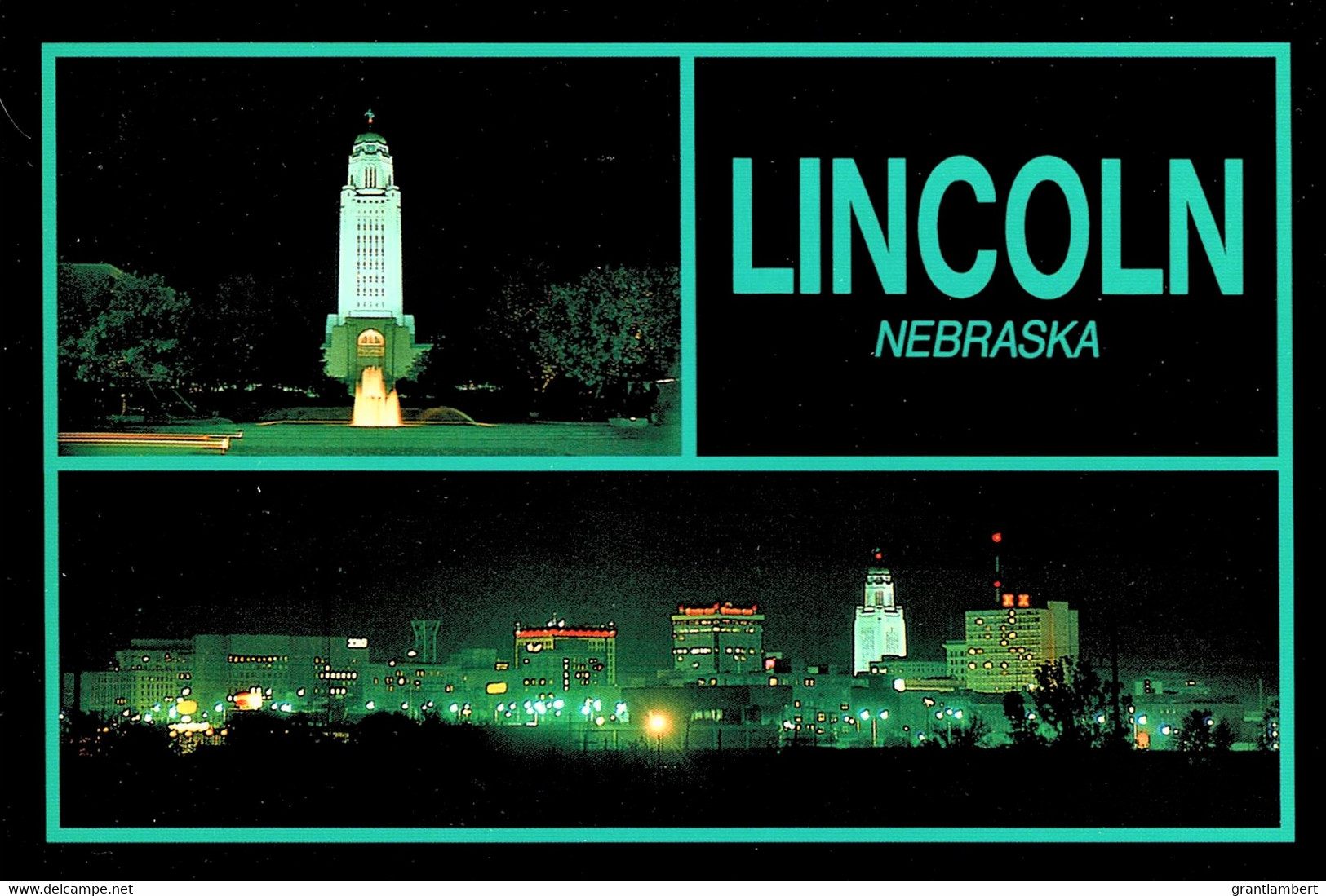 Lincoln With The State Capitol, Nebraska At Night, US - Used - Lincoln