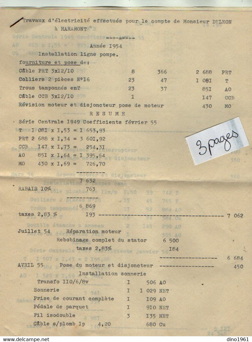VP19.690 -1944 / 47 - Lot De Documents - Sté Electrique De VILLERS - COTTERETS Pour Mr DELEON à PARIS & HARAMONT - Elettricità & Gas
