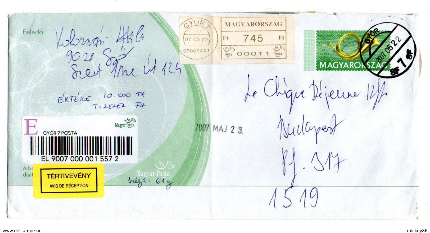 Hongrie -  2007 --lettre E De GYOR 7  Pour BUDAPEST ....(cachets)........ .à Saisir - Storia Postale