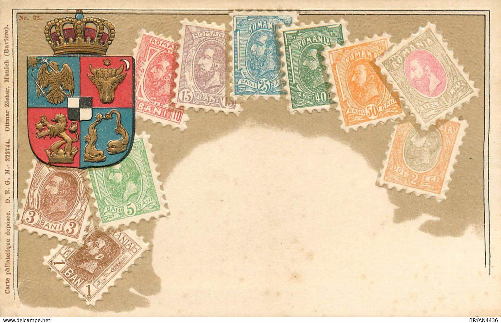 ROUMANIE - TIMBRES Charles I° & ARMOIRIE Du ROYAUME De BULGARIE En 1899 - CPA GAUFFREE, RELIEF - TRES BON ETAT - Máquinas Franqueo (EMA)