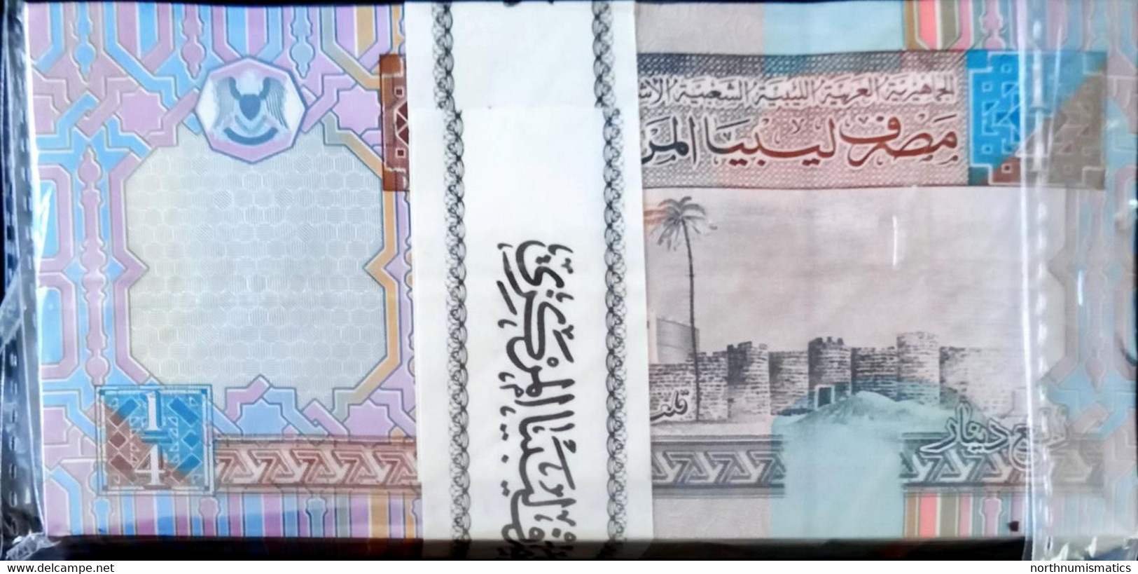 Libya 1/4 Dinar  Original Bundle 100 Pcs Unc - Libya