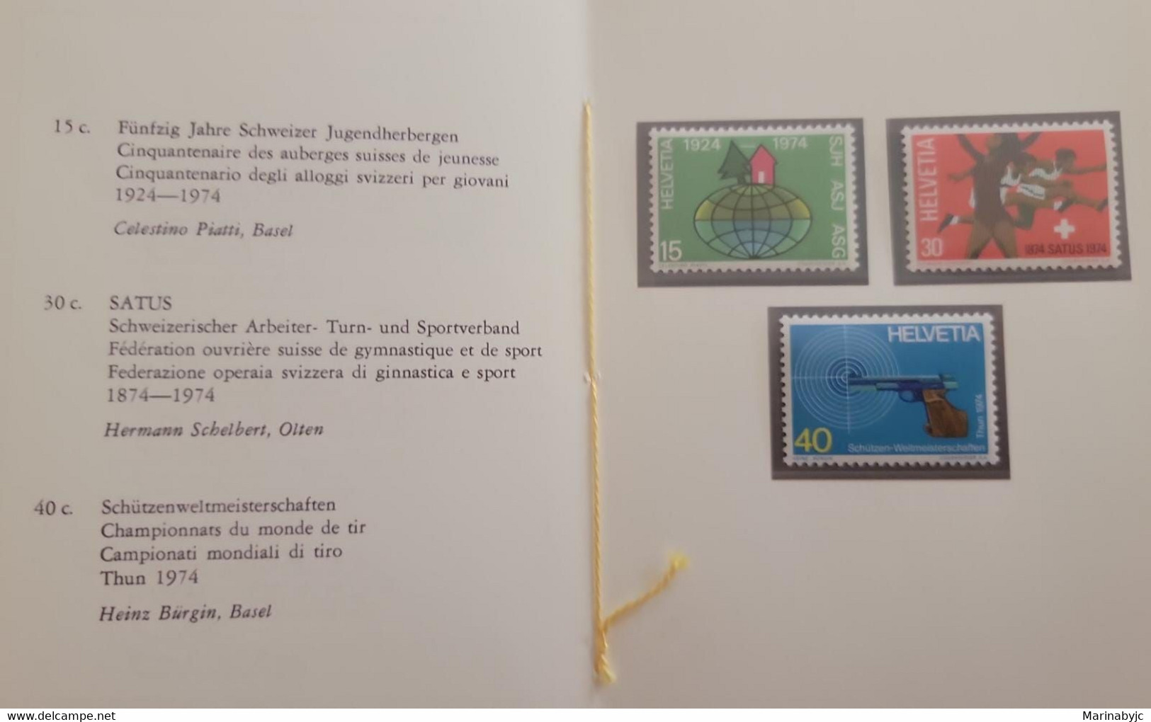 SO) 1974 SWITZERLAND, HELVETIA, FIFTIETH ANNIVERSARY OF SWISS YOUTH HOSTELS, SWISS WORKERS' SPORTS AND GYMNASTICS ASSOCI - Other & Unclassified