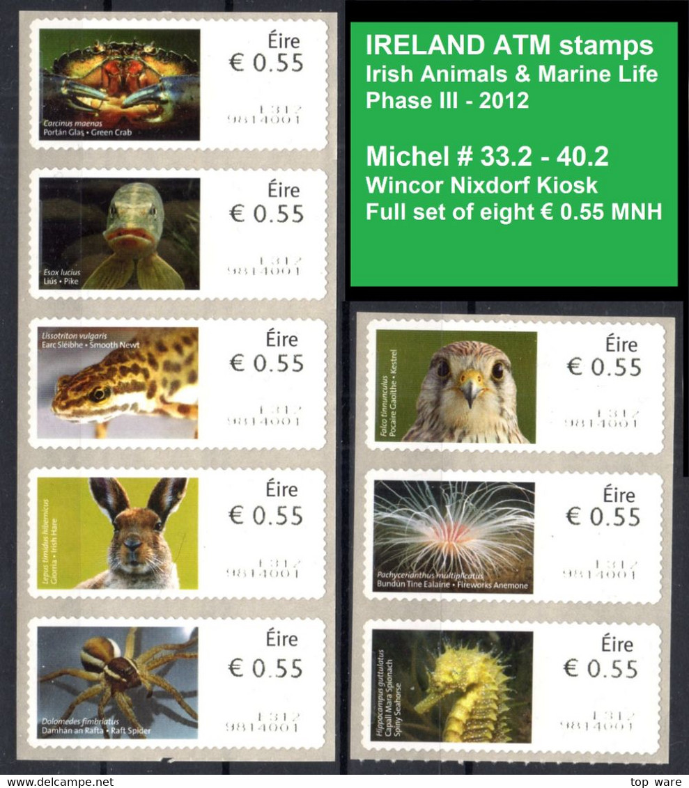 EIRE IRELAND Soar ATM 2012 / Animal & Marine Life Phase III / Full Set MNH / Automatenmarken Vending Machine Kiosk - Frankeervignetten (Frama)