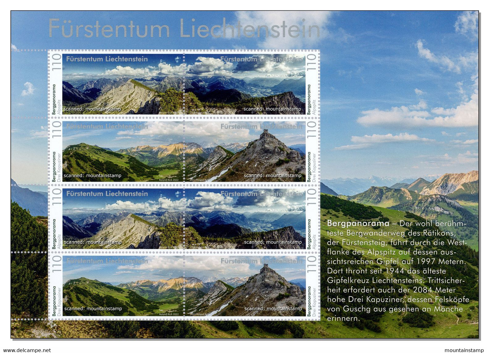Liechtenstein 2022 Gebirgspanorama Mountains Berge Montagnes Panorama MNH ** Sheet - Ongebruikt