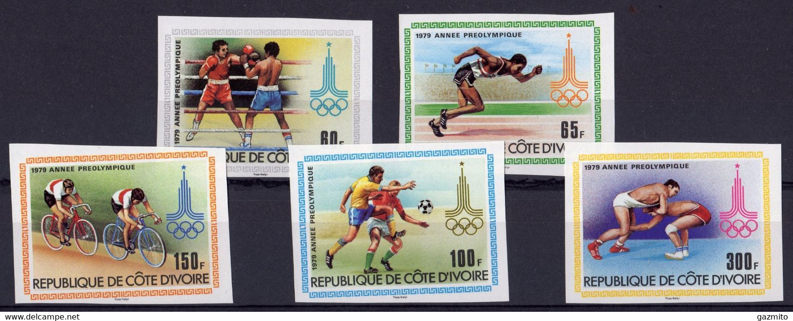 Niger 1980, Olympic Games In Moscow, Boxing, Cycling, Fight, 5val IMPERFORATED - Non Classificati