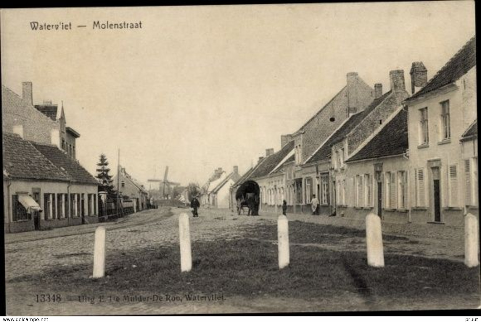 Watervliet - Molenstraat - Zicht Op Windmolen Duitse Soldaat Ww1 - Sint-Laureins