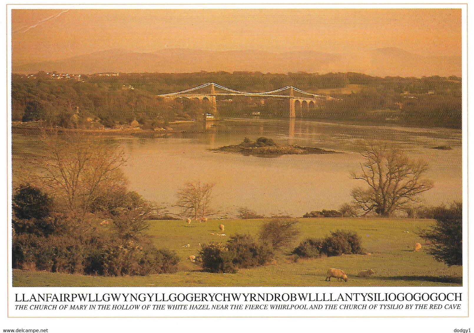 MENAI STRAITS AND BRIDGE, WALES. USED POSTCARD   Z3 - Anglesey