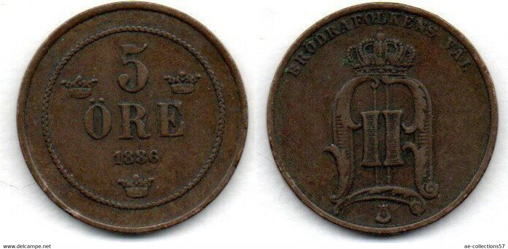 Suède - 5 Ore 1886 TB - Suède