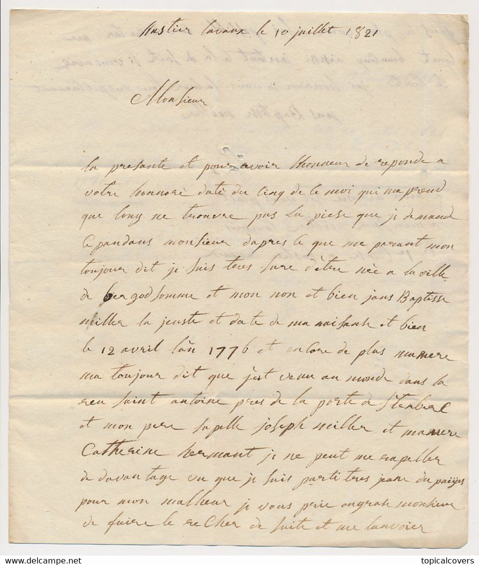 Compl. Folded Letter - Hastière-Lavaux - DINANT FRANCO - Bergen Op Zoom The Netherlands 1821 - 1815-1830 (Periodo Holandes)