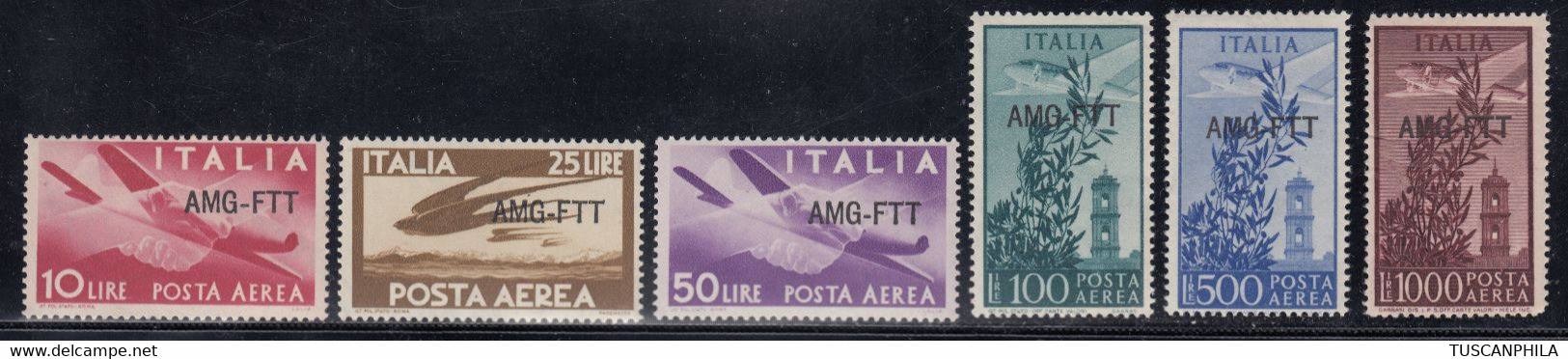 Trieste AMG-FTT Selezione Di 6 Valori Posta Aerea Sass. 20/24-26 MNH** Cv 180 - Poste Aérienne