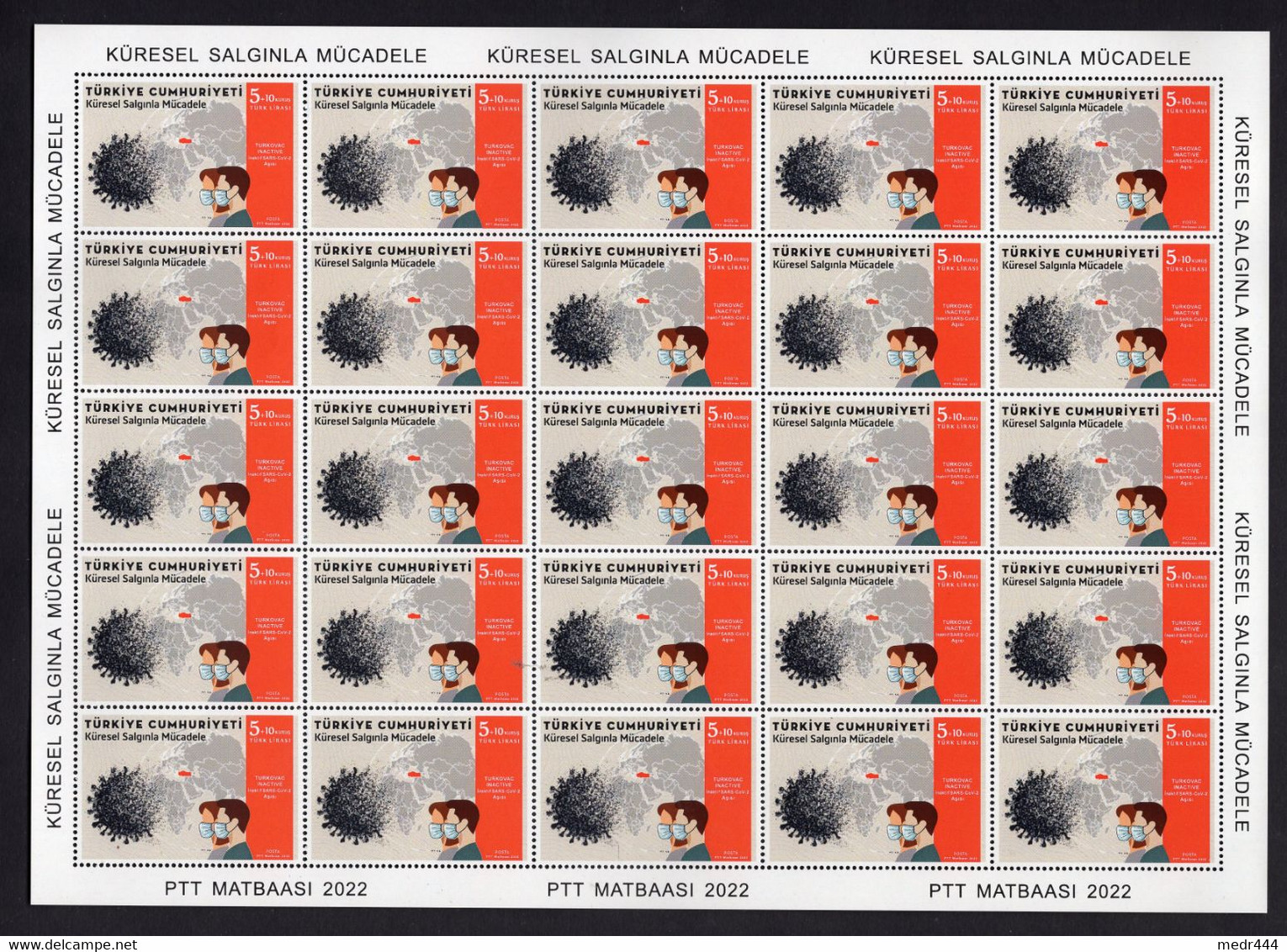 Turkey/Turquie 2022 - Combat Corona Campaign, Struggle Against Covid-19 - Complete Full Sheet +  2 Flyers - MNH*** - Lettres & Documents