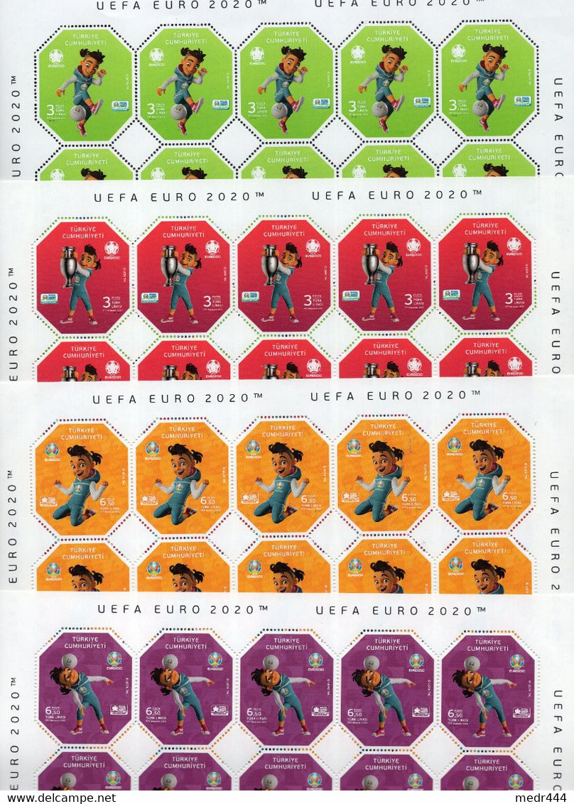 Turkey/Turquie 2021 - EURO 2020 - Sports - European Football Championship - 4 Complete Full Sheets + Flyer - Superb*** - Covers & Documents