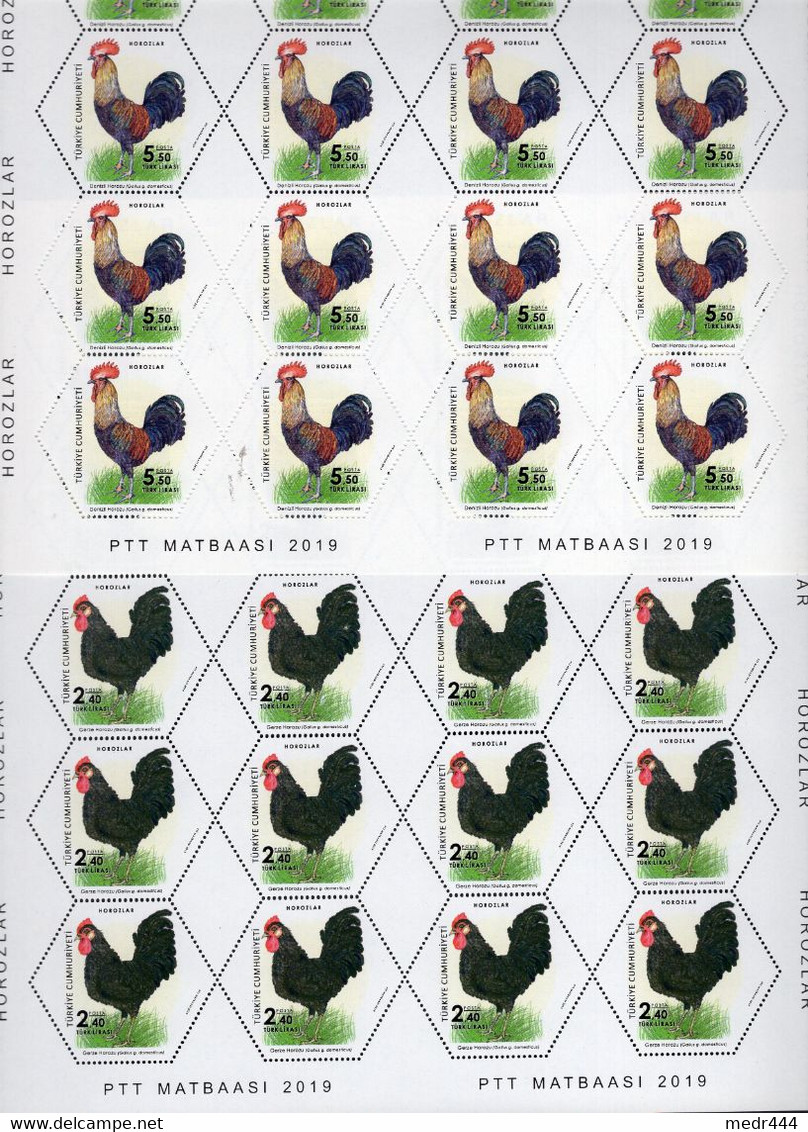 Turkey/Turquie 2021 - Roosters - 2 Complete Full Sheets - Complete Set 2v - MNH** - Superb*** - Covers & Documents