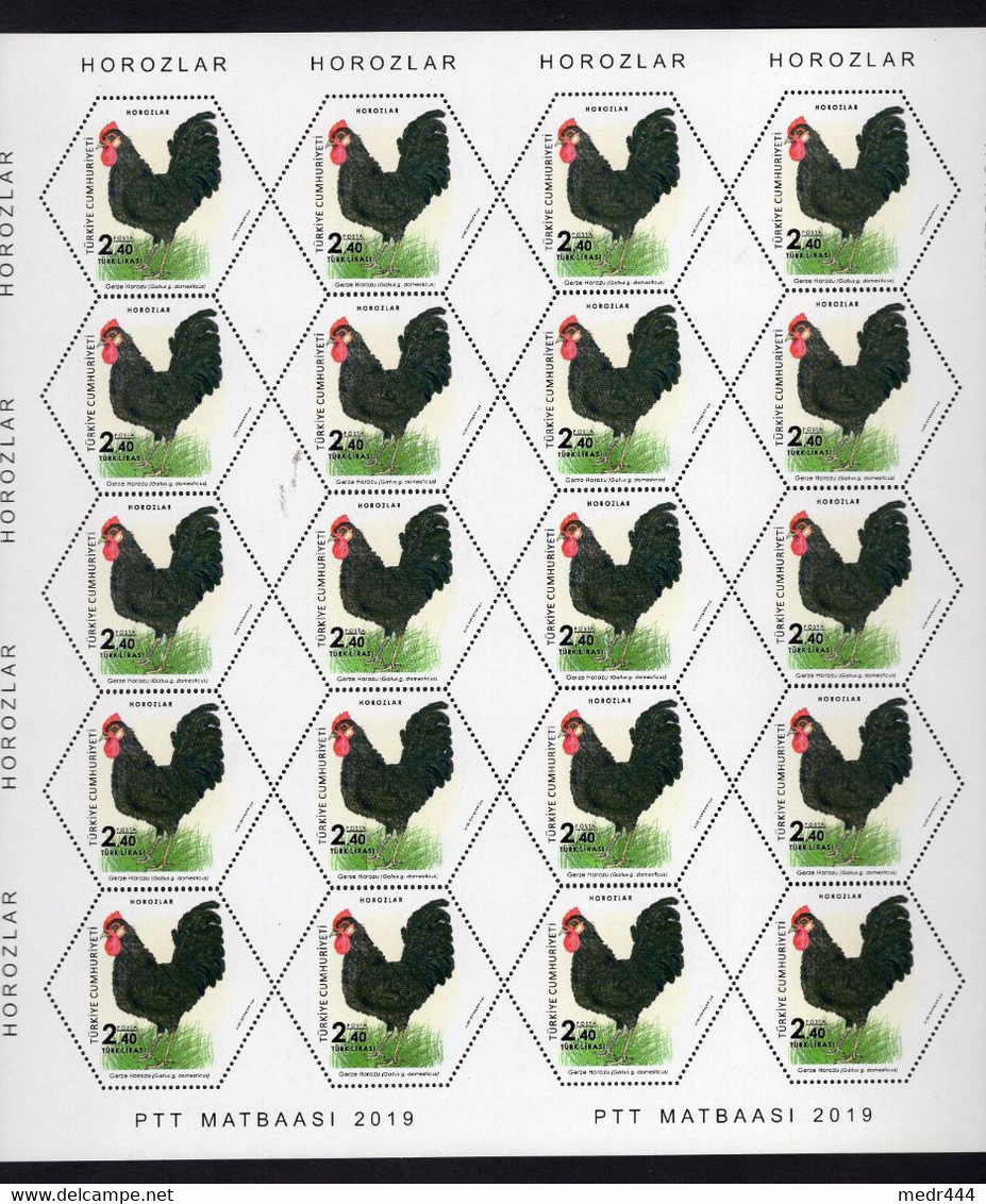 Turkey/Turquie 2021 - Roosters - 2 Complete Full Sheets - Complete Set 2v - MNH** - Superb*** - Brieven En Documenten