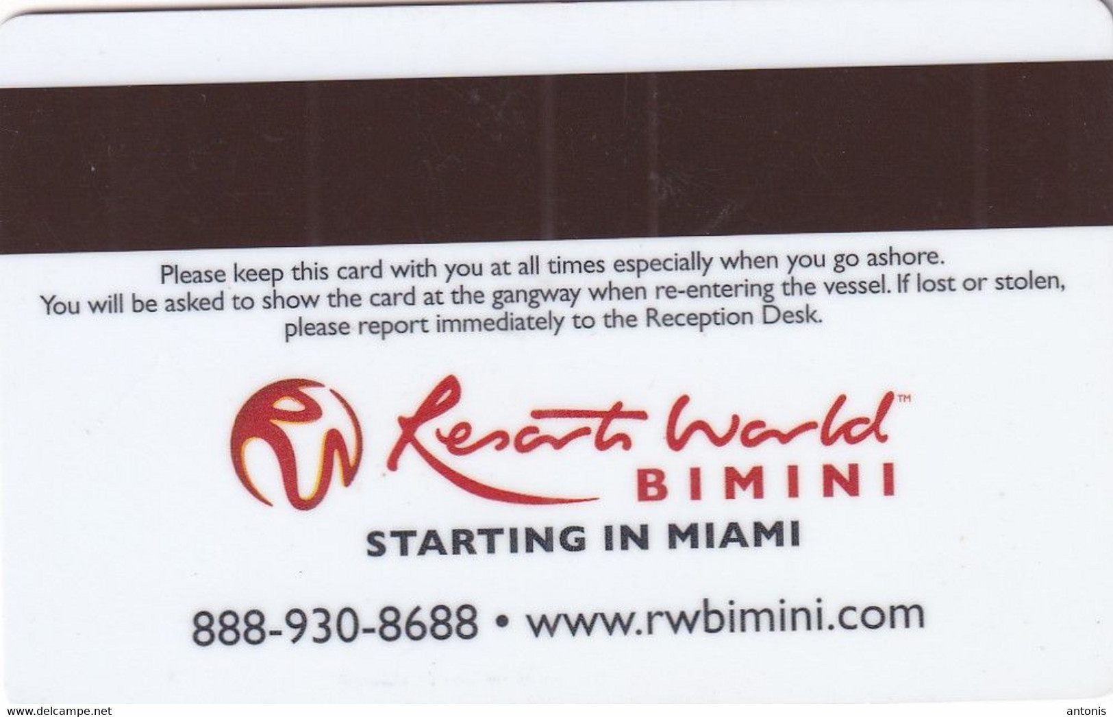 USA - Resort World Bimini, Bimini Super Fast, Cabin Keycard, Used - Cartes D'hotel