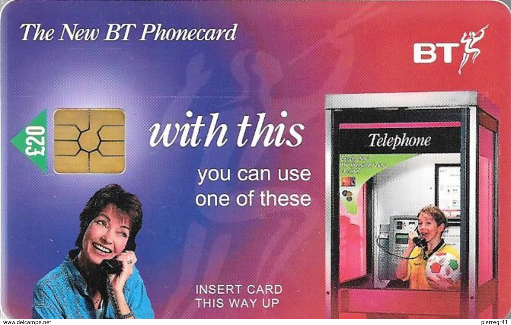 CARTE-PUCE-BT-20£-00/98-PH ONECARD-LAUGH-CABINE  -TBE - BT Phonecard Plus