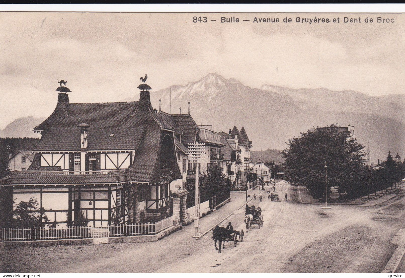 Bulle. Avenue De Gruyères Et Dent De Broc, Attelages - Broc