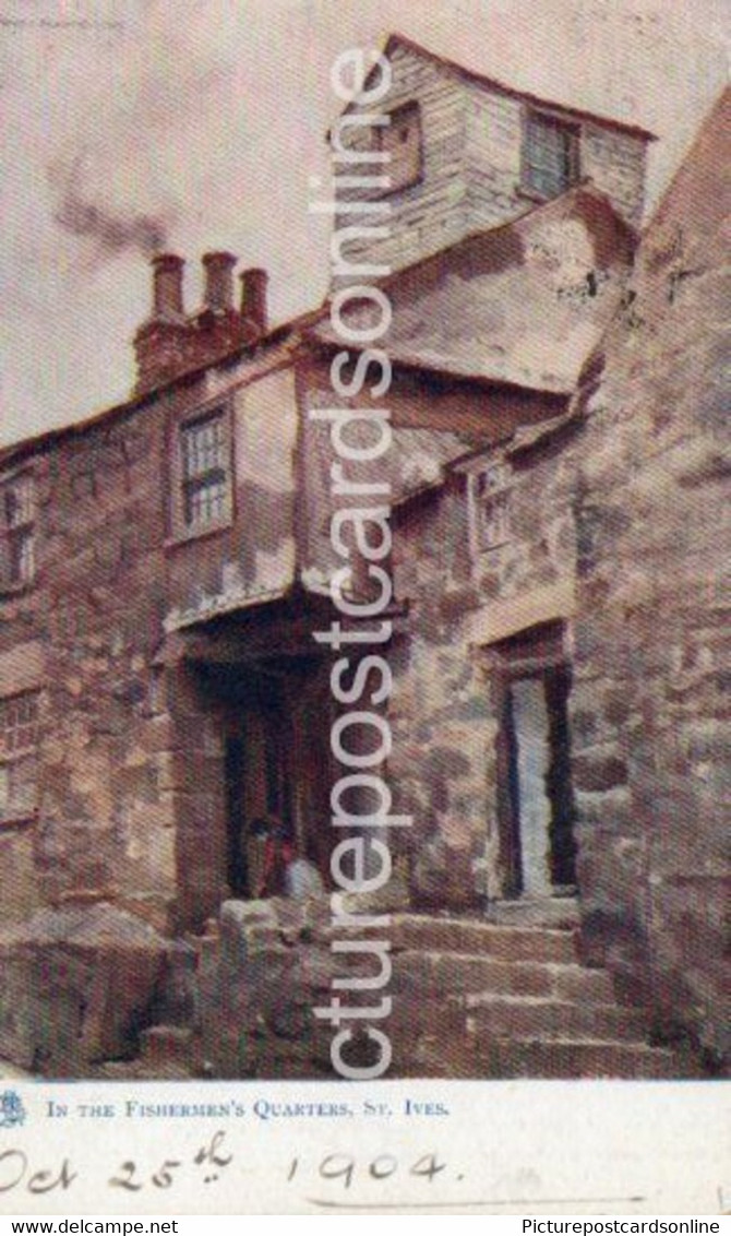 IN THE FISHERMANS QUARTER ST IVES OLD ART COLOUR POSTCARD TUCK OILETTE SERIES CARD NO 698 CORNWALL - St.Ives