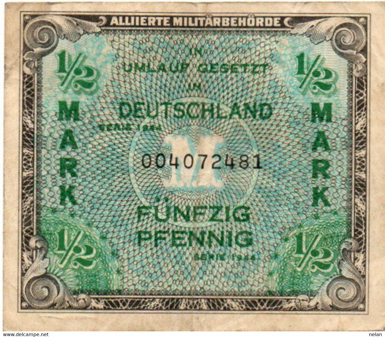 GERMANY- 1/2 PFENNIG 1944 P- Wor:P-191a, Ros:R-200a VF - 1/2 Mark