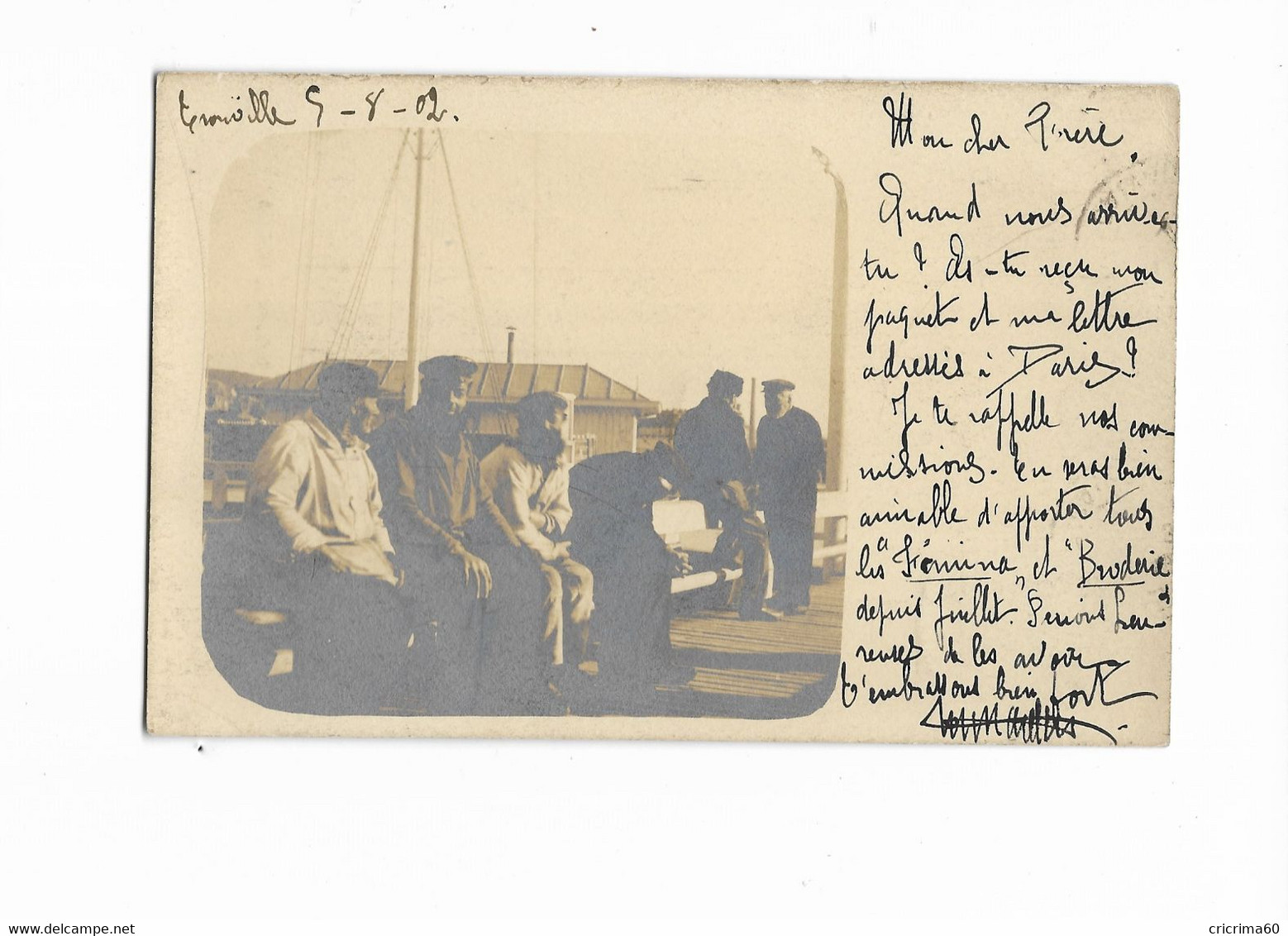 14 - Carte-photo - TROUVILLE - Marins Sur Le Quai Du Port. Beau Plan Animé, CPH Ayant Circulé En 1902. BE. - Trouville