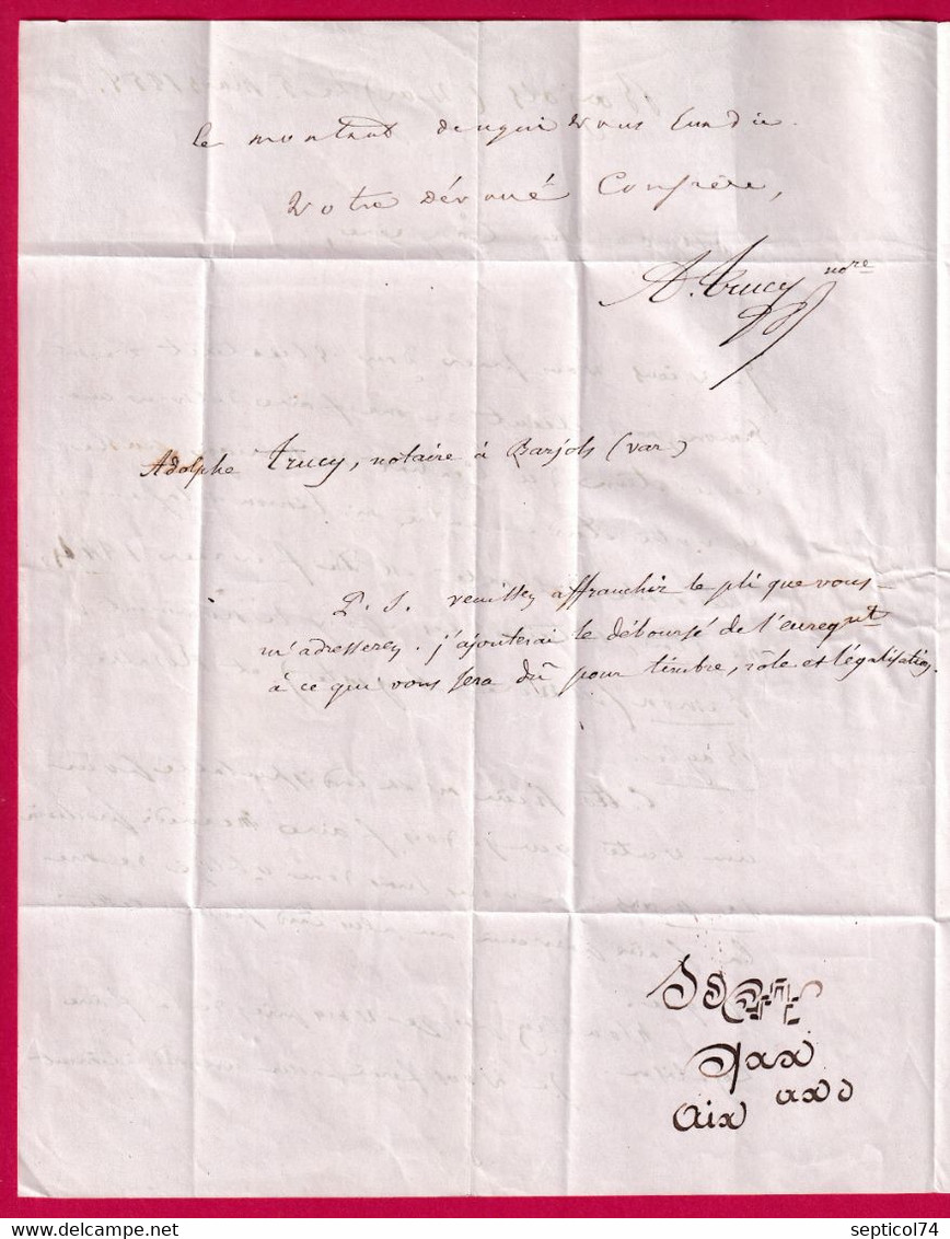 N°14 PETIT BORD DE FEUILLE PC BARJOLS VAR POUR DIGNE LETTRE COVER FRANCE - 1849-1876: Klassieke Periode