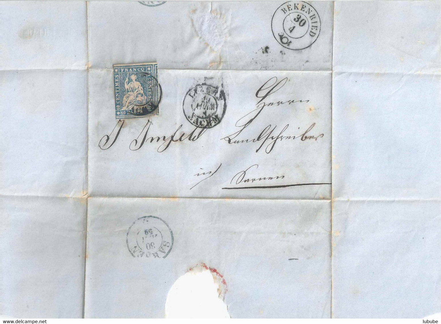 Strubel Brief  Luzern - Beckenried - Sarnen           1859 - Covers & Documents