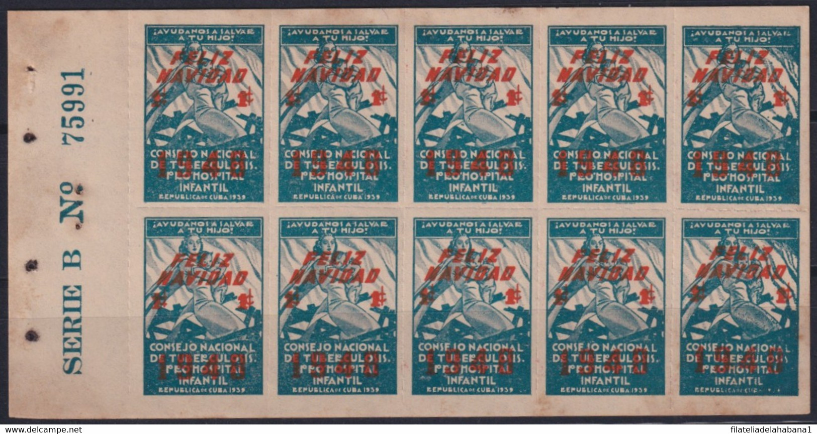 VI-541 CUBA REPUBLICA CINDERELLA MEDICINE 1948 SPECIAL SHEET CHRISTMAS. - Affrancature Meccaniche/Frama