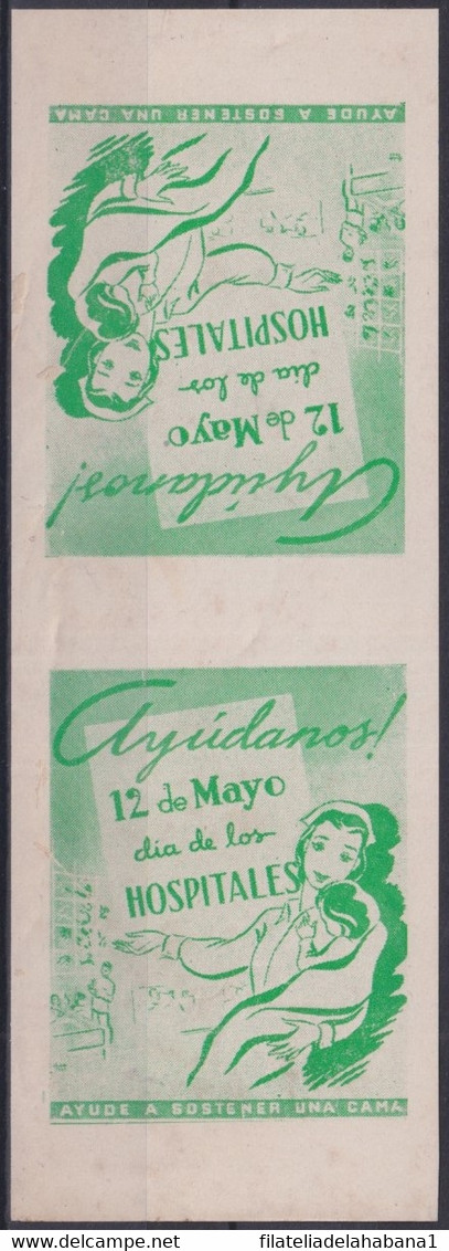 VI-539 CUBA REPUBLICA CINDERELLA MEDICINE 1950 PRO HOSPITAL TRIP TETE-BECHE. - Franking Labels