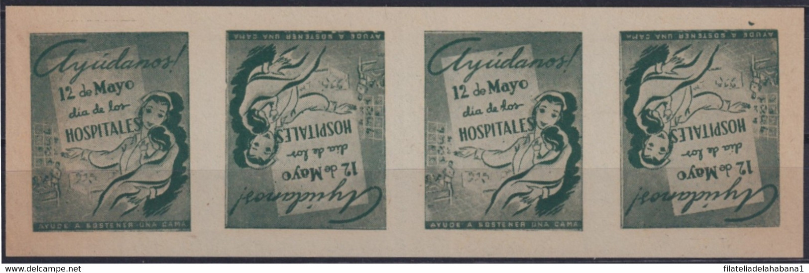 VI-524 CUBA REPUBLICA CINDERELLA MEDICINE 1952 PRO HOSPITAL TRIP TETE-BECHE. - Automatenmarken (Frama)