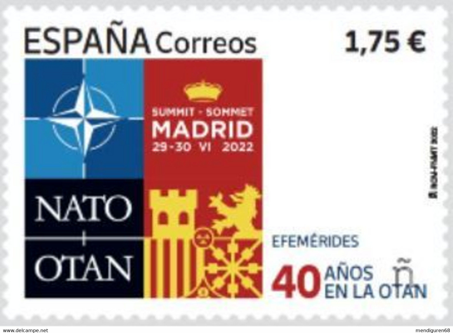 ESPAGNE SPANIEN SPAIN ESPAÑA  2022 40 YEARS IN NATO EN LA OTAN MNH ED 5579 MI 5621 YT 5321 - Neufs