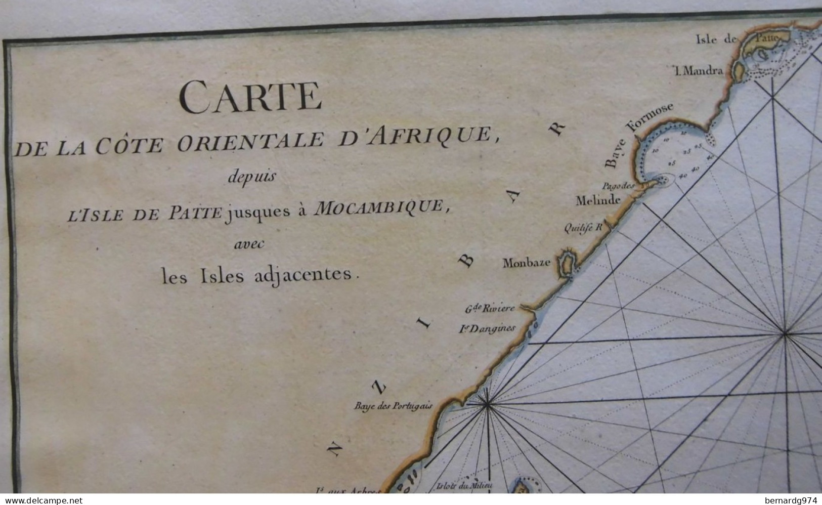 Grande Carte De Marine Par Mannevillette (1775) Incluant Zanzibar, Les Comores, Aldabra, Les Glorieuses… - Cartas Náuticas