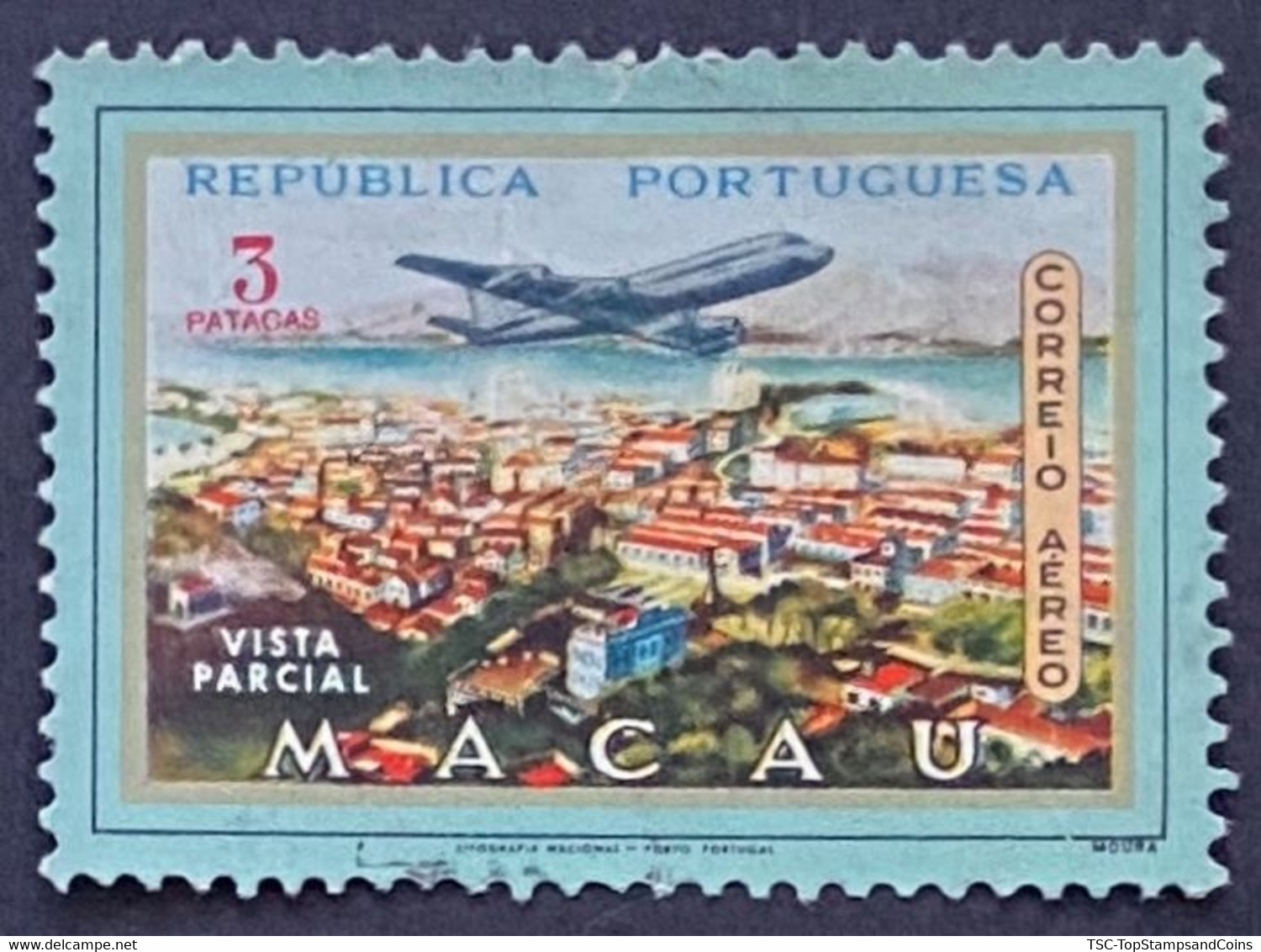 MAC6718U - Air Mail - Views Of Macau - 3 Patacas Used Stamp - Macau 1960 - Used Stamps