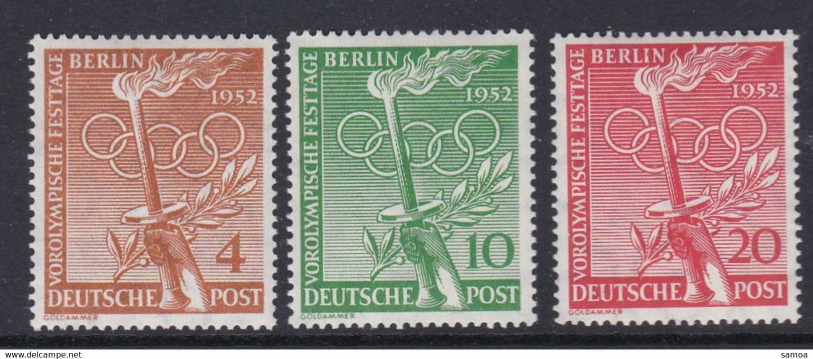 Berlin 1952 74-76 ** Jeux Olympiques Helsinki Flamme Olympique - Verano 1952: Helsinki