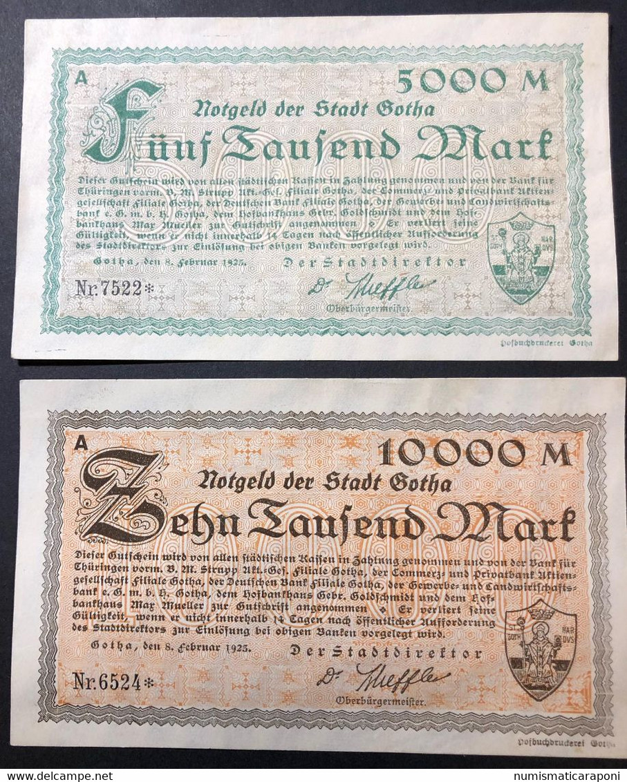 GERMANIA ALEMANIA GERMANY  Gotha 5000 10000 Mark 1923 LOTTO 3910 - Administración De La Deuda