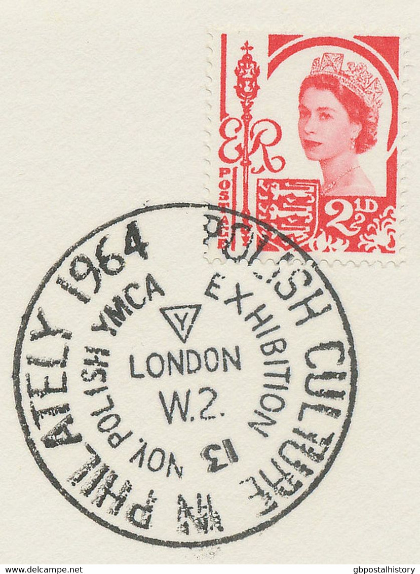 GB SPECIAL EVENT POSTMARK POLISH CULTURE IN PHILATELY 1964 POLISH YMCA EXHIBITION LONDON W.2. - Brieven En Documenten