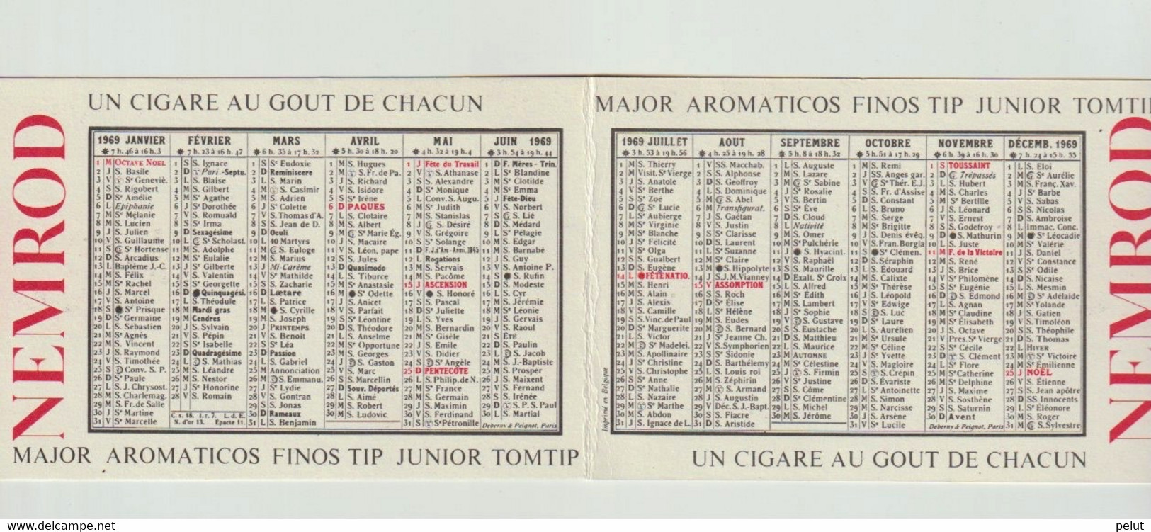 Calendrier De Poche 1969 Cigares NEMROD - Petit Format : 1961-70