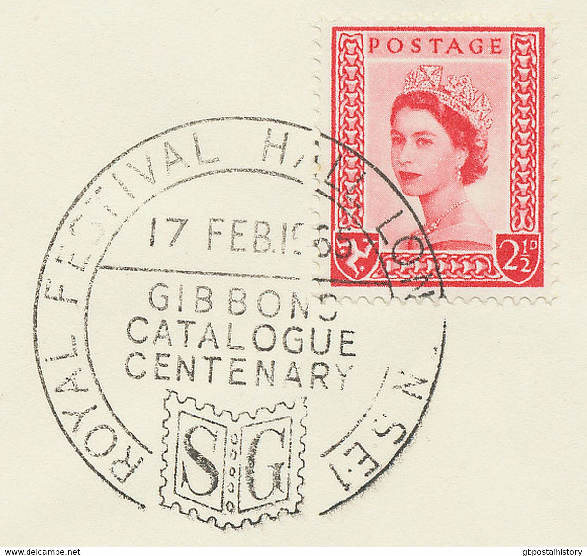 GB SPECIAL EVENT POSTMARK 1965 ROYAL FESTIVAL HALL LONDON S.E.1 GIBBONS CATALOGUE CENTENARY - Brieven En Documenten