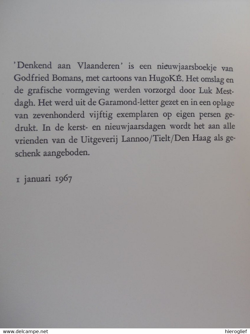 DENKEND AAN VLAANDEREN - Godfried Bomans cartoons HugoKé 1967 lannoo