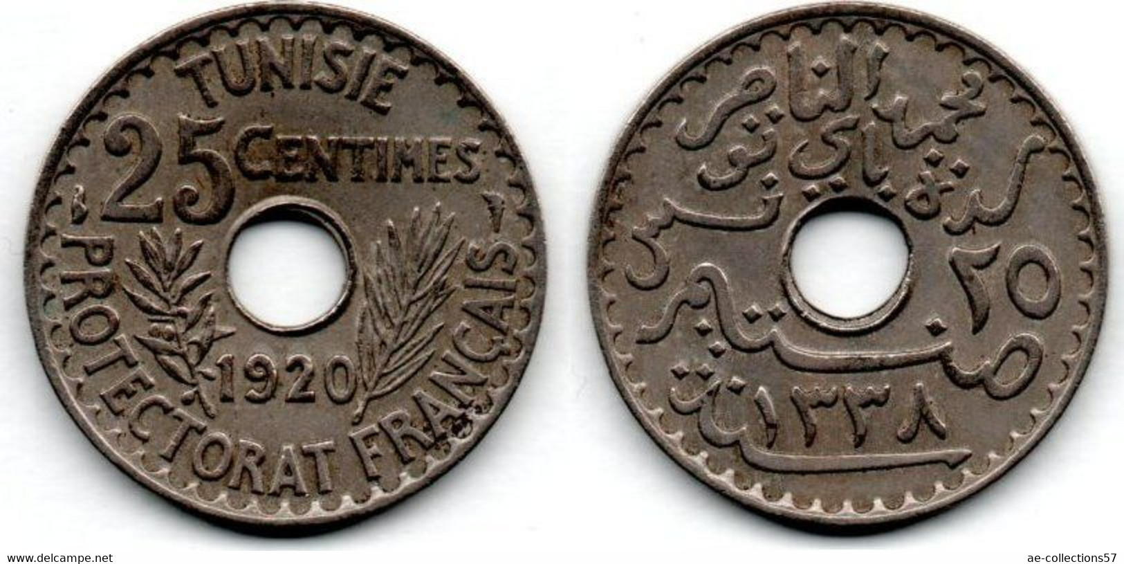 Tunisie -  25 Centimes 1920 TB+ - Túnez