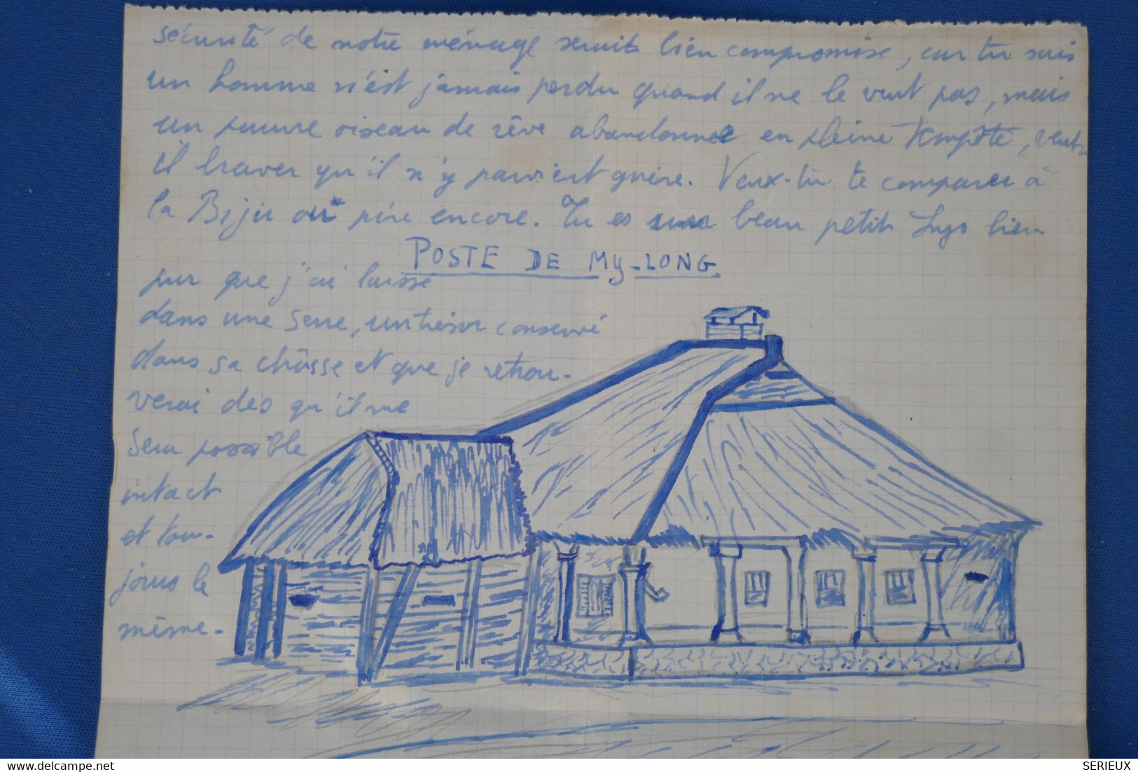 AV11 INDOCHINE  LETTRE D UNE PURE ARCHIVE DUMONT.TOUCHANT 1948  POUR AMBOISE  +DESSINS ET SA PHOTO + AFFR. INTERESSANT - Brieven En Documenten