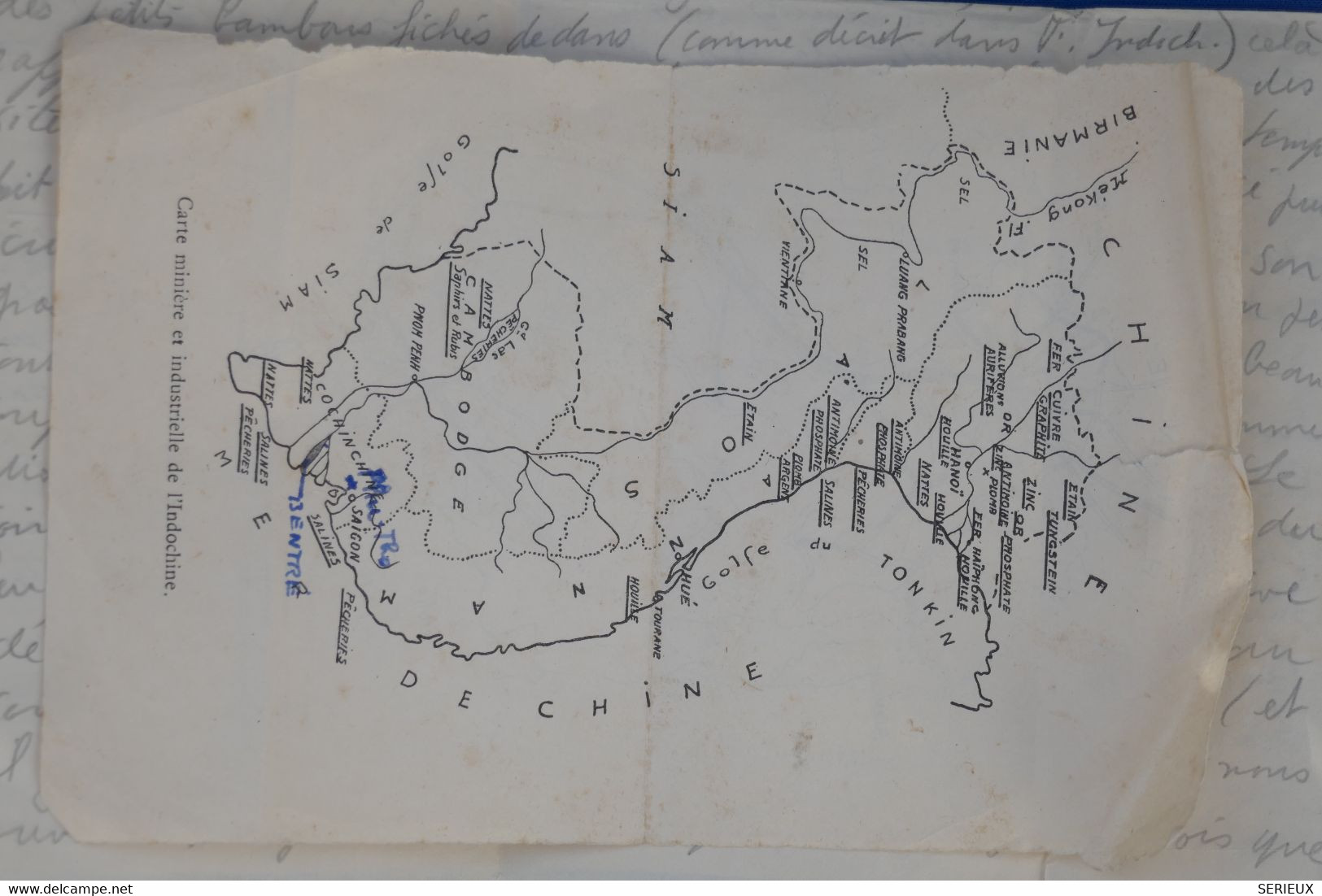 AV11 INDOCHINE  LETTRE  PURE ARCHIVE DUMONT .TOUCHANT 1947  POUR AMBOISE FRANCE +TEMOIGNAGE+ CARTE + AFFR. INTERESSANT - Posta Aerea