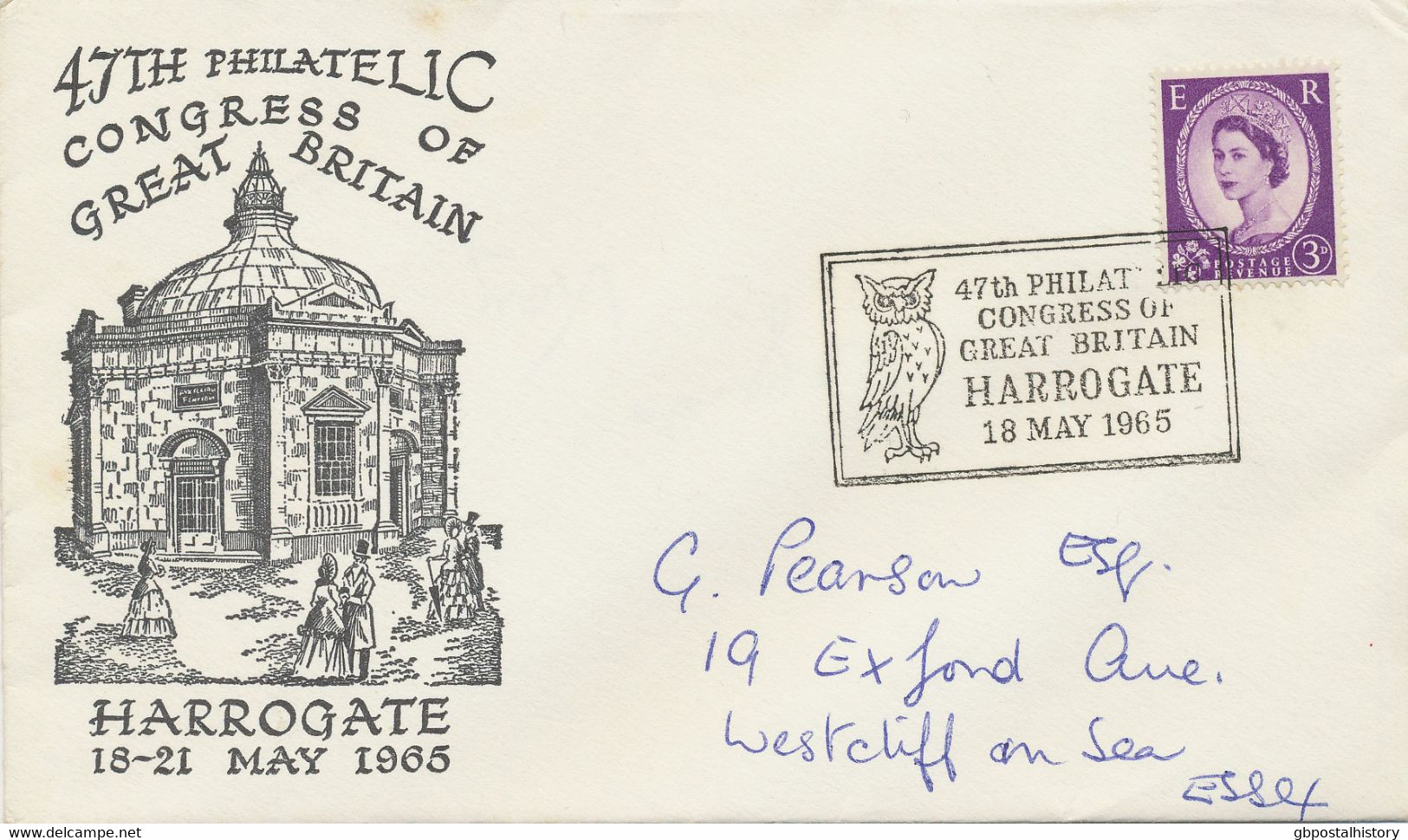 GB SPECIAL EVENT POSTMARK 1965 46TH PHILATELIC CONGRESS OF GREAT BRITAIN HARROGATE - Cartas & Documentos