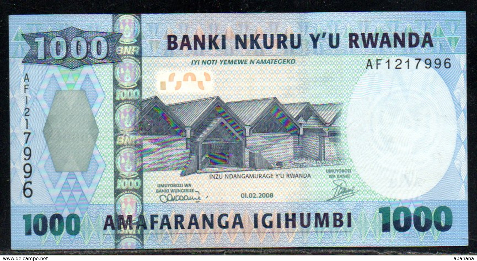 659-Rwanda 1000fr 2008 AF121 Neuf/unc - Ruanda