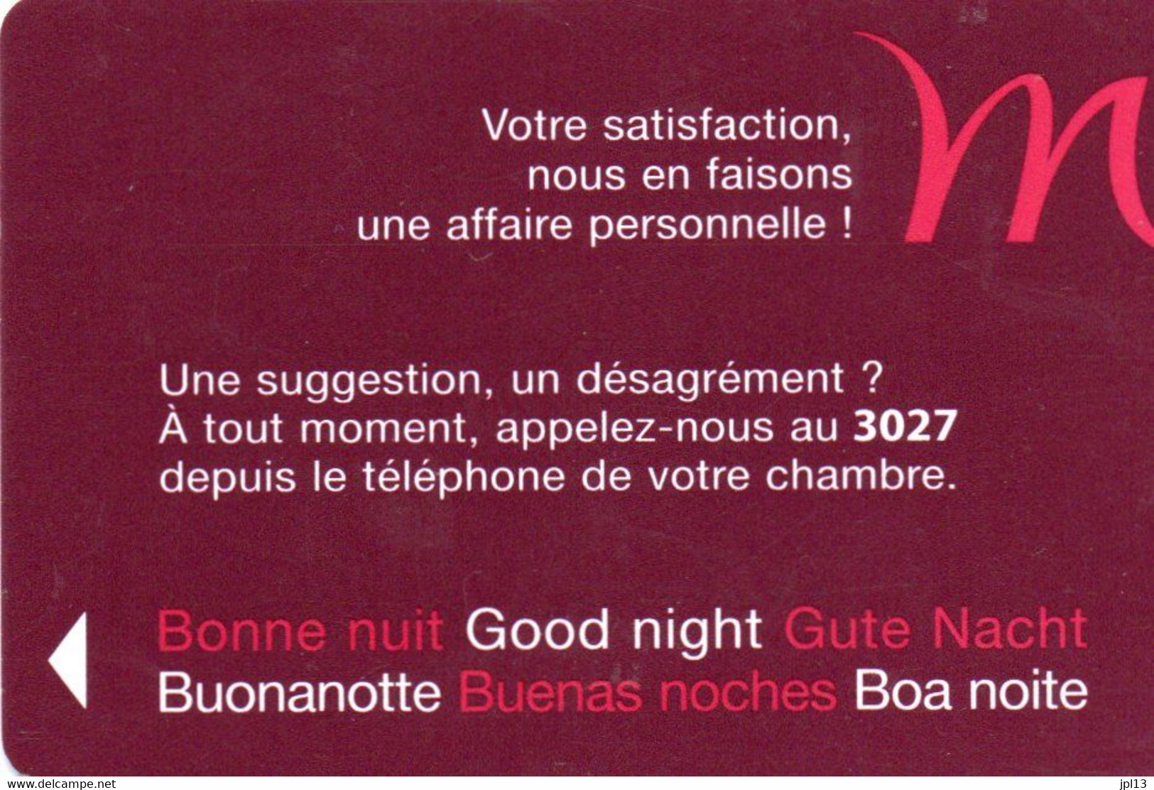 Clef D'hôtel - France - Mercure Hôtels, 3027 - Hotel Key Cards