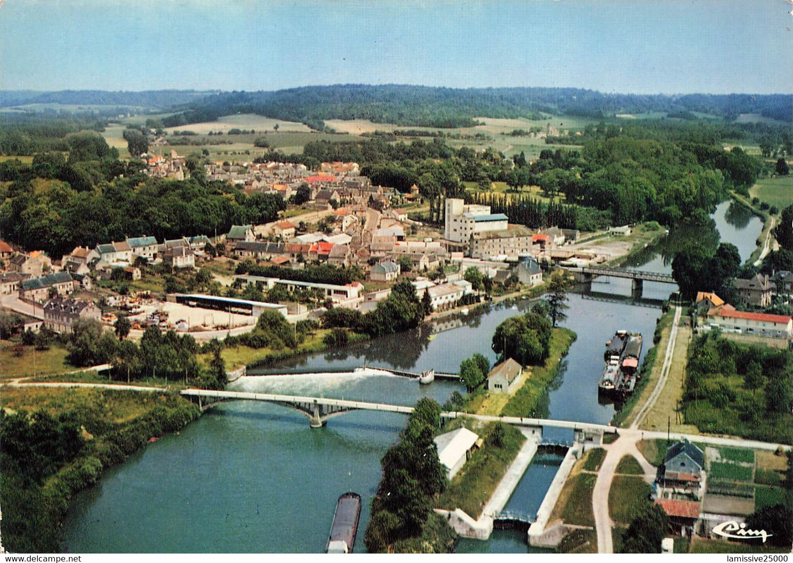 Aisne Vic Sur Aisne Vue Générale Aérienne Canal écluse Péniche - Vic Sur Aisne