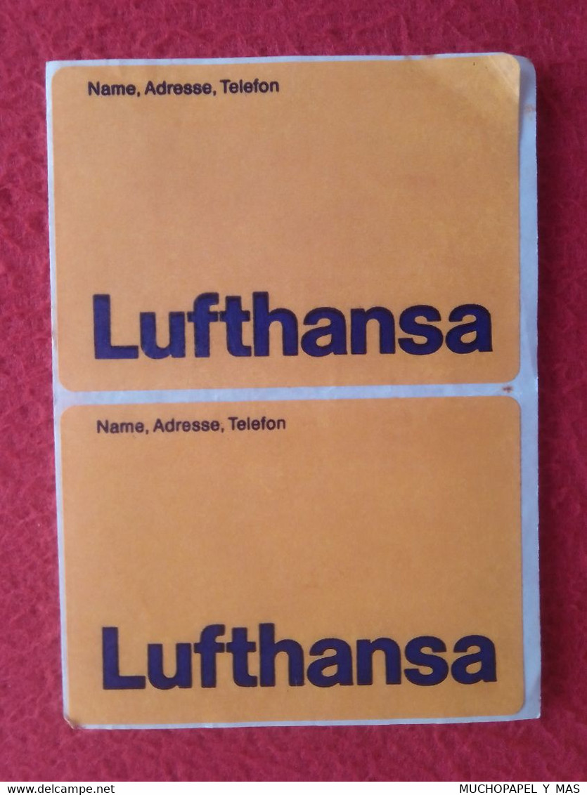 ANTIGUO JUEGO DE 2 ETIQUETAS OLD LABELS AIRLINES LÍNEAS AÉREAS BAGGAGE TAG....LUFTHANSA AIR LINES GERMANY AUFKLEBER..VER - Baggage Labels & Tags